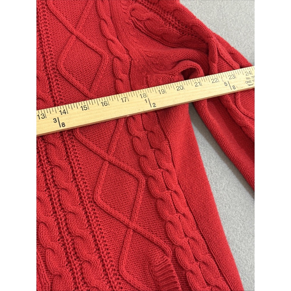 Vintage 90s Cable Knit Zip Up Cardigan Sweater XL Pockets Y2K Full Zip Preppy‎ - Picture 11 of 16